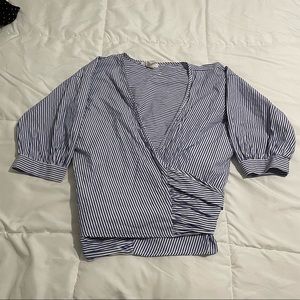 Miley + Molly stripped wrapped top size S blue and white